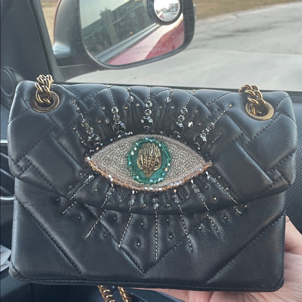 Black Quilted Eye-Embellished Shoulder Bag - Kurt Geiger